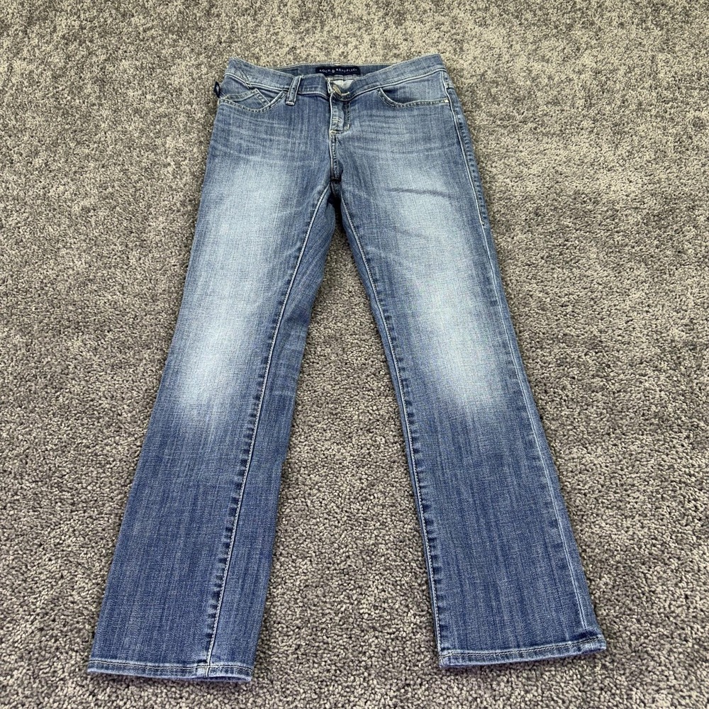 Rock & Republic Jeans Womens 4 Blue Straight Low Rise Medium Wash Denim Logo
